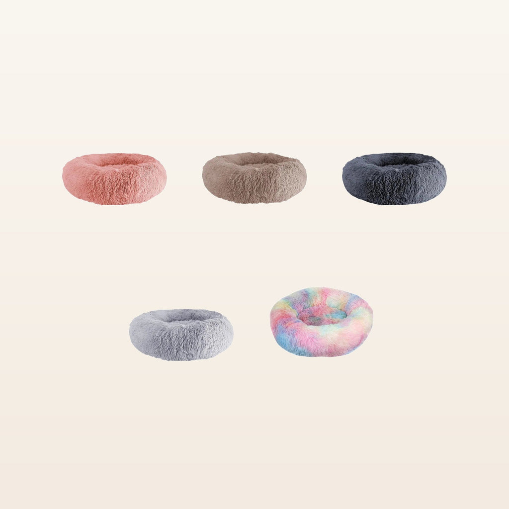 Calming donut dog bed color options